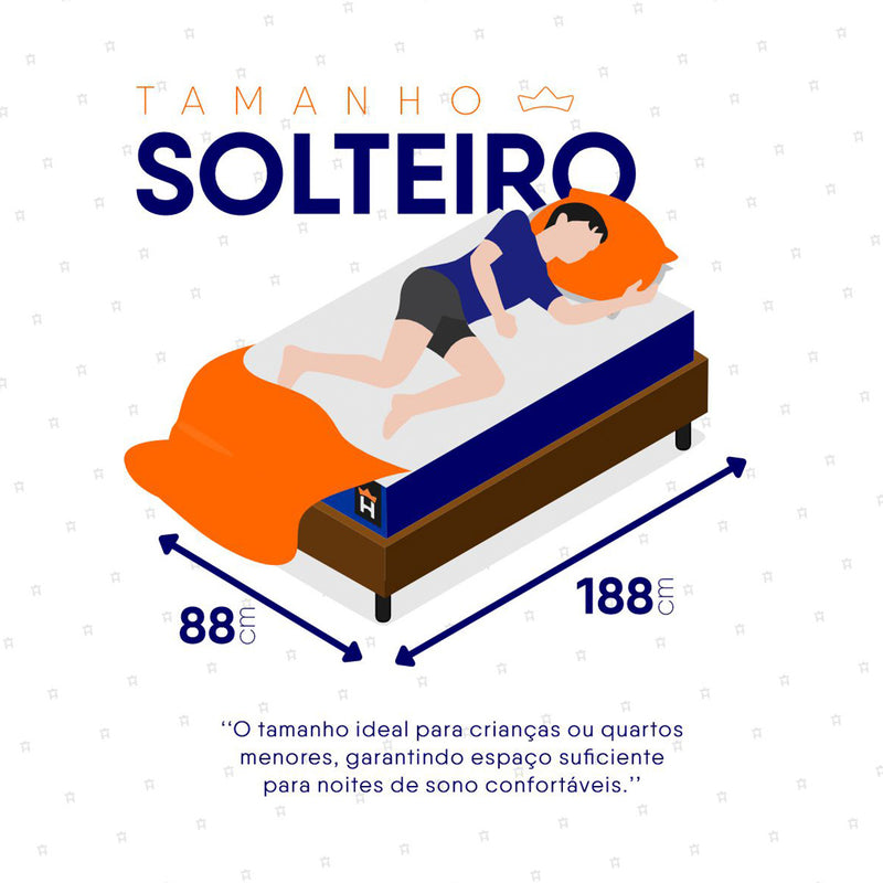 Cama Box Baú Lagras 88x188 Azul e Marrom c/ Molas Ensacadas Espuma D26 Suporta 110 kg