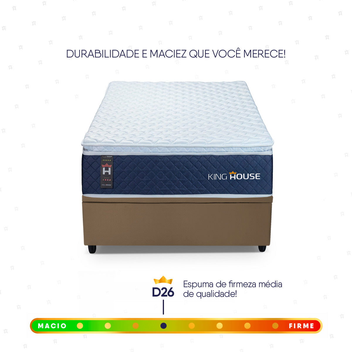 Cama Box Baú Lagras 96x203 Azul e Marrom c/ Molas Ensacadas Espuma D26 Suporta 110 kg
