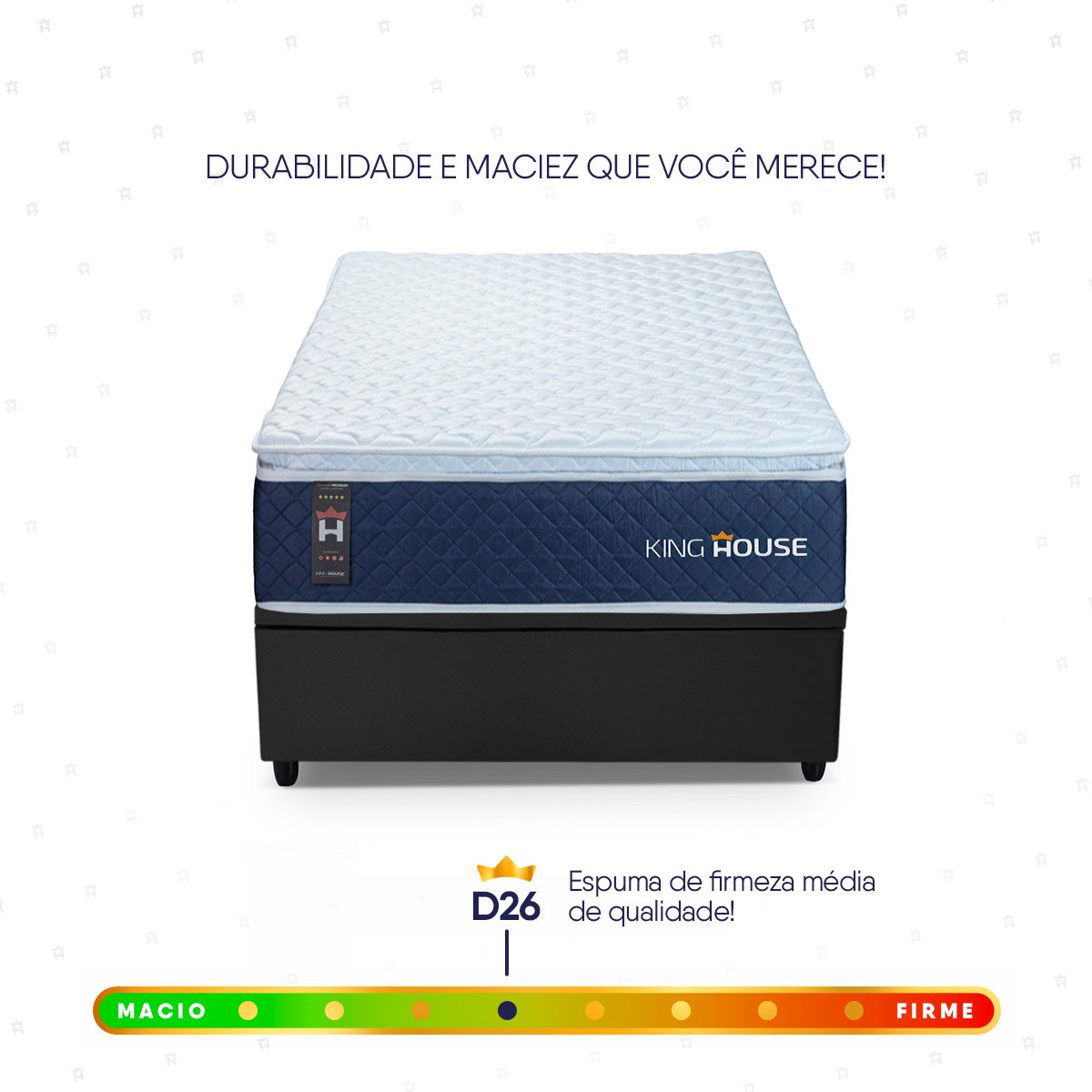 Cama Box Baú Lagras 96x203 Azul e Preto c/ Molas Ensacadas Espuma D26 Suporta 110 kg