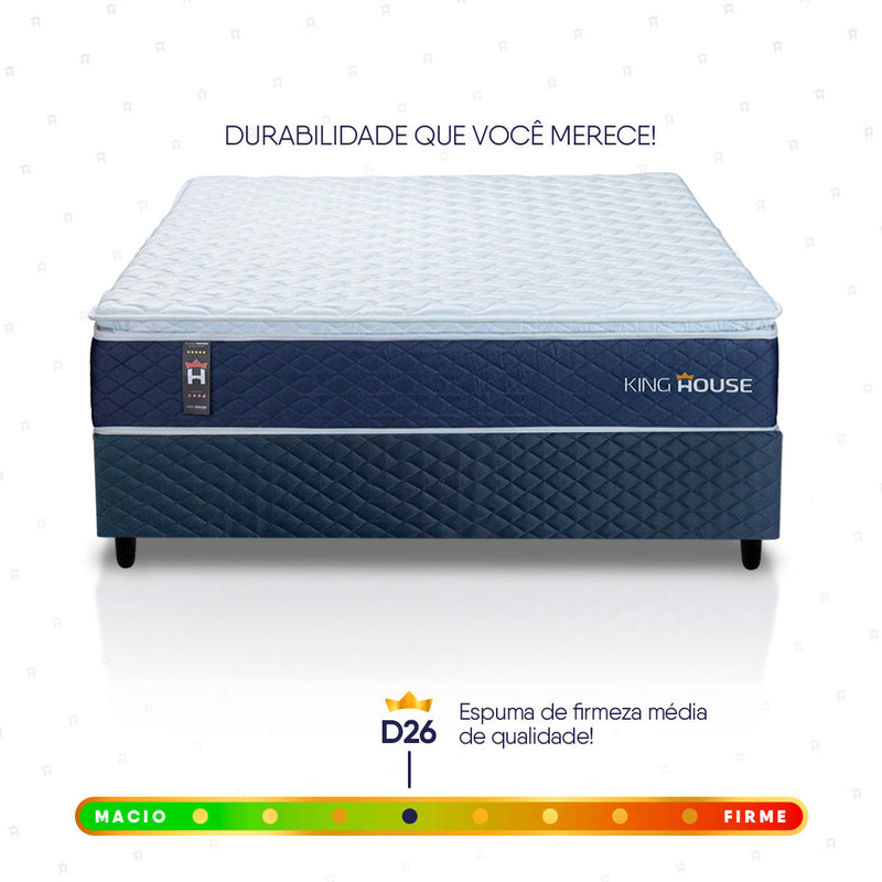 Cama Box Casal 138x188 Lagras Molas Ensacadas Espuma D26 Suporta 110 kg