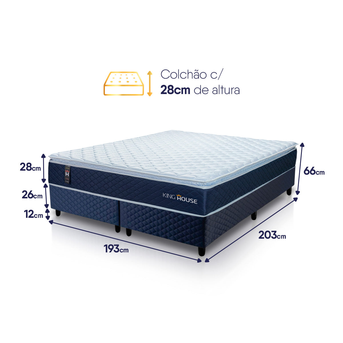 Cama Box Size Lagras Molas Ensacadas King Branco Espuma D26 Suporta 110 Kg Por Pessoa