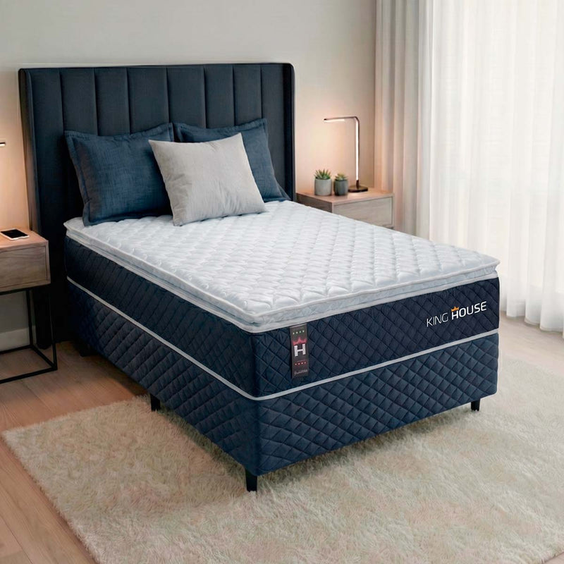 Conjunto Cama Box Solteirão Lagras 96x203x66 Branco c/ Molas Ensacadas Espuma D26 Suporta 110 Kg Por Pessoa