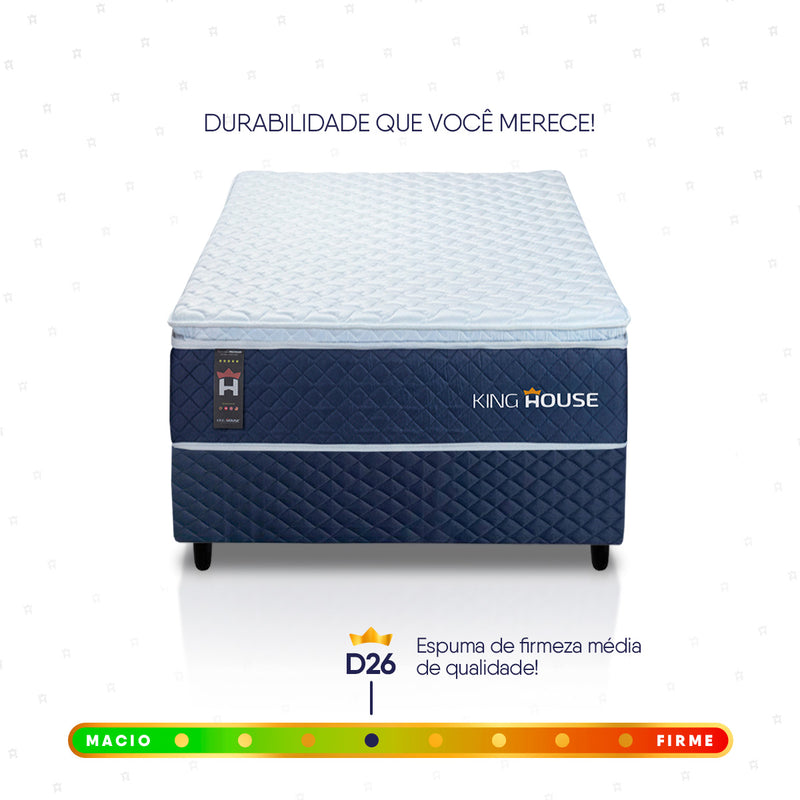 Conjunto Cama Box Solteirão Lagras 96x203x66 Branco c/ Molas Ensacadas Espuma D26 Suporta 110 Kg Por Pessoa