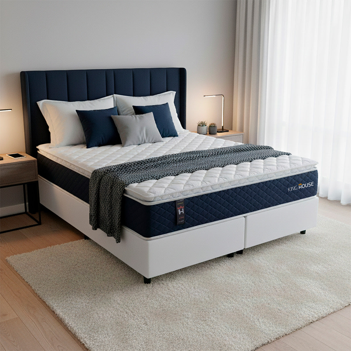 Cama Box Lagras Molas Ensacadas King 193x203 Branco Espuma D26 Suporta 120 Kg Por Pessoa