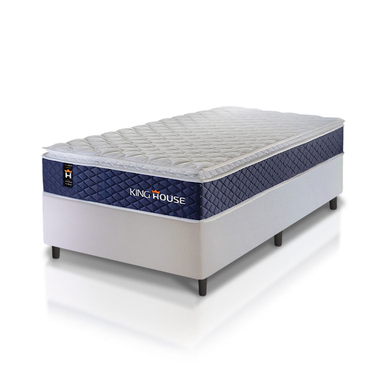 Cama Box Molas Ensacadas Lagras Solteirão 96x203 Branco Espuma D26 Suporta 120 Kg Por Pessoa