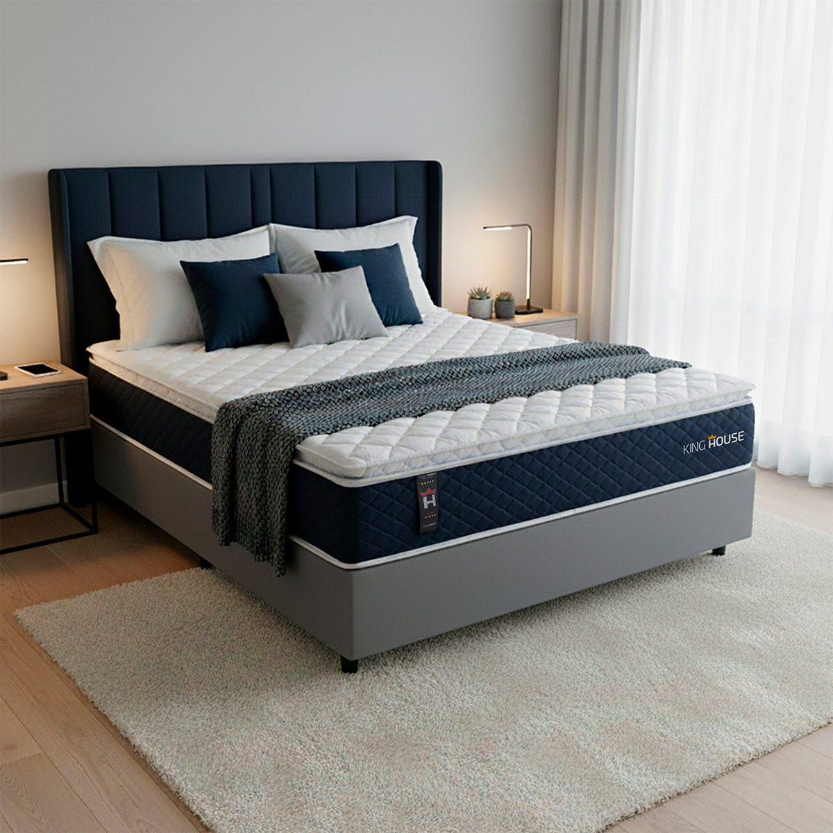 Cama Box Molas Ensacadas Lagras Casal 138x188 Cinza Espuma D26 Suporta 120 Kg Por Pessoa