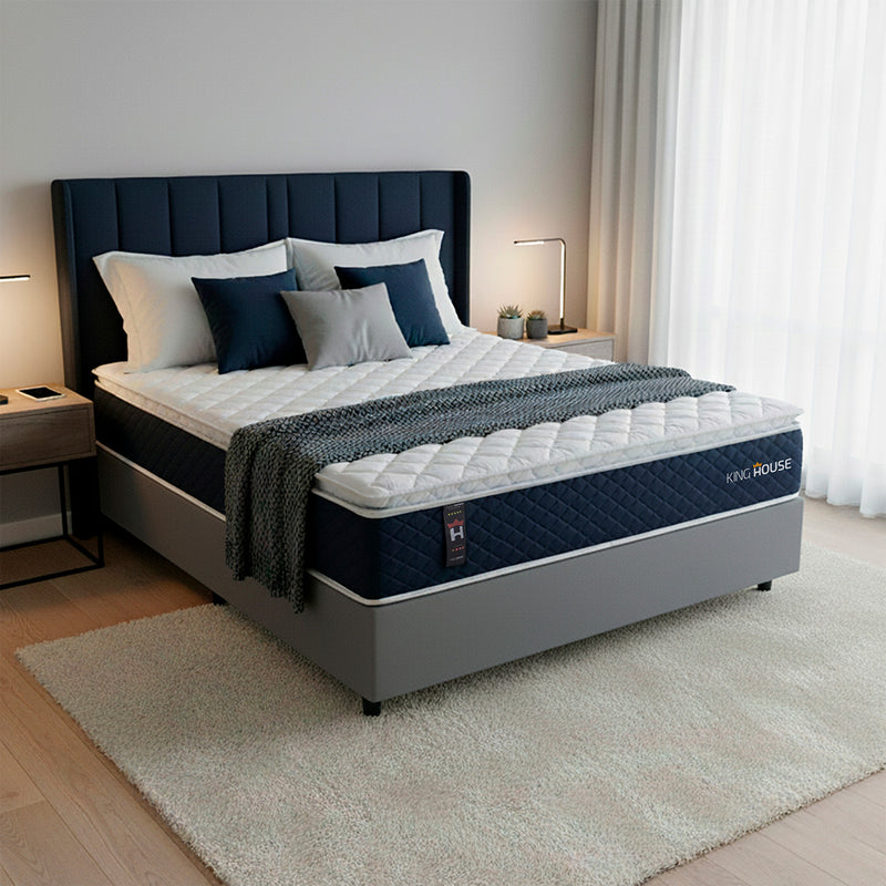 Cama Box Molas Ensacadas Lagras Casal 138x188 Cinza Espuma D26 Suporta 120 Kg Por Pessoa