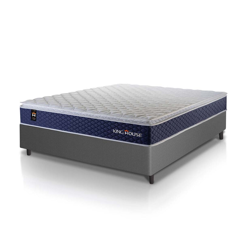 Cama Box Molas Ensacadas Lagras Casal 138x188 Cinza Espuma D26 Suporta 120 Kg Por Pessoa