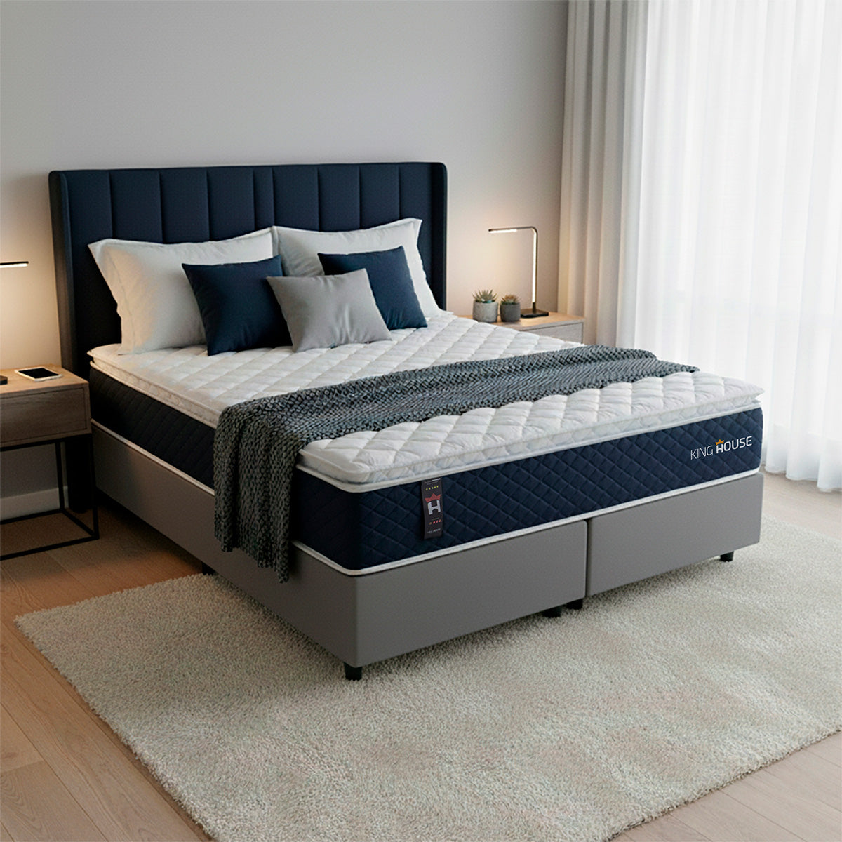 Cama Box Lagras Molas Ensacadas King 193x203 Cinza Espuma D26 Suporta 120 Kg Por Pessoa