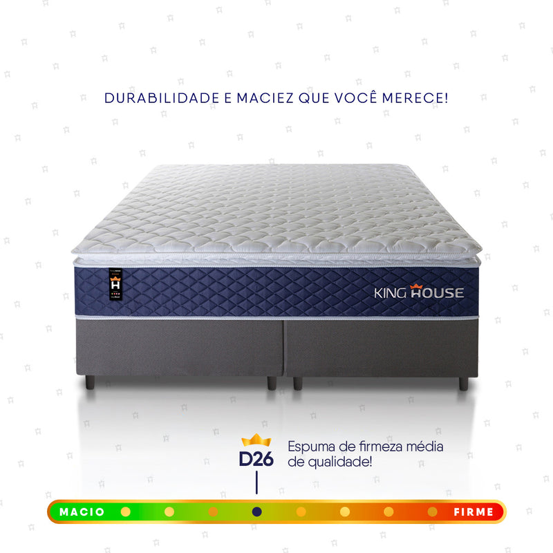 Cama Box Lagras Molas Ensacadas King 193x203 Cinza Espuma D26 Suporta 120 Kg Por Pessoa