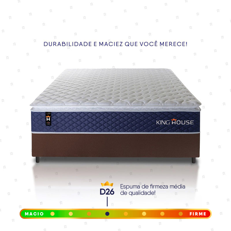 Cama Box Molas Ensacadas Lagras Casal 138x188 Marrom Espuma D26 Suporta 120 Kg Por Pessoa