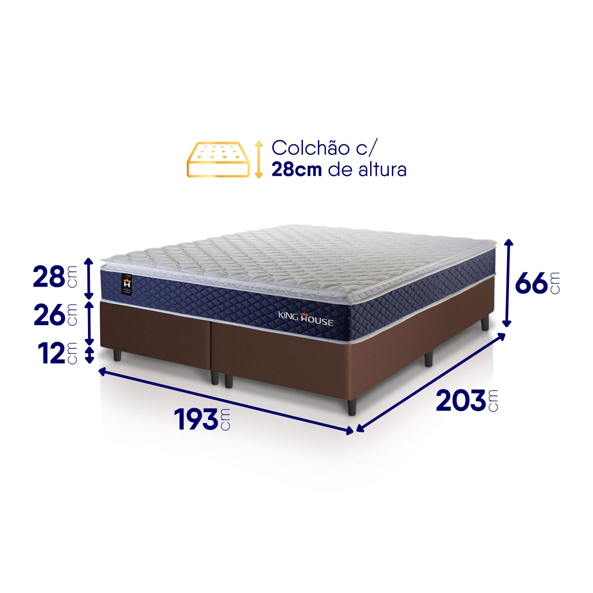 Cama Box Lagras Molas Ensacadas King 193x203 Marrom Espuma D26 Suporta 120 Kg Por Pessoa