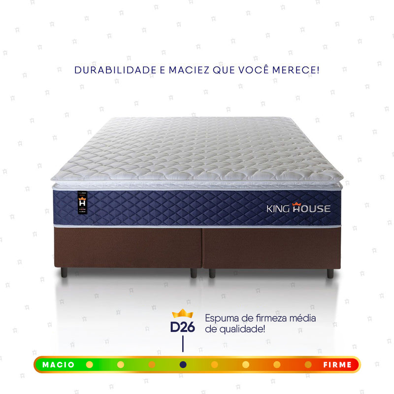 Cama Box Lagras Molas Ensacadas King 193x203 Marrom Espuma D26 Suporta 120 Kg Por Pessoa