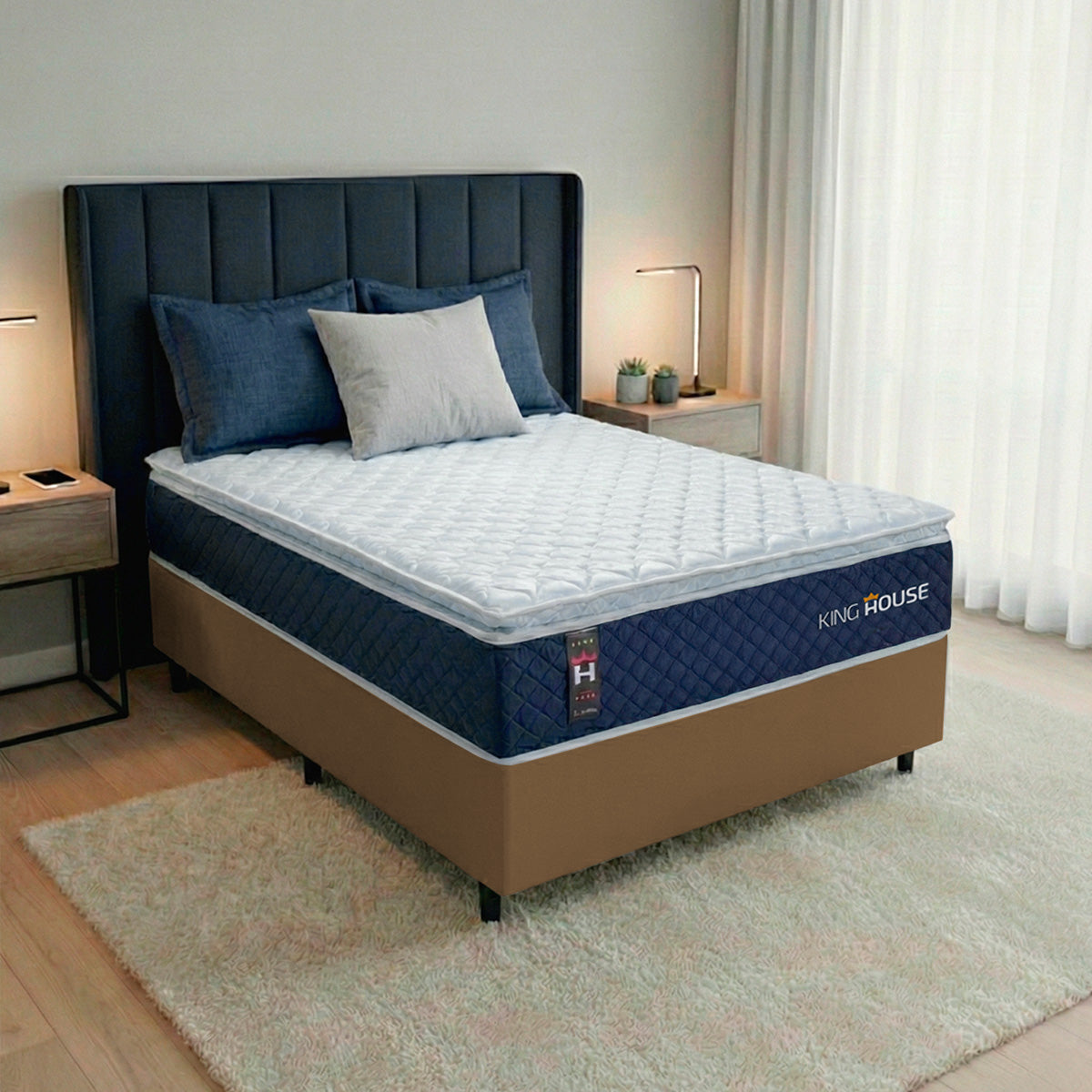 Cama Box Molas Ensacadas Lagras Solteirão 96x203 Marrom Espuma D26 Suporta 120 Kg Por Pessoa