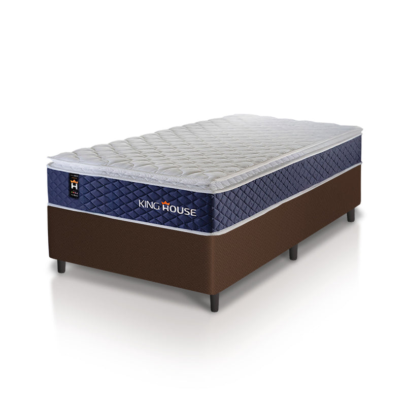 Cama Box Molas Ensacadas Lagras Solteirão 96x203 Marrom Espuma D26 Suporta 120 Kg Por Pessoa