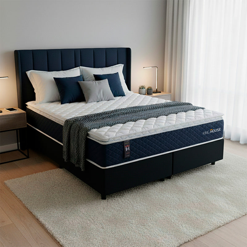 Cama Box Lagras Molas Ensacadas King 193x203 Preto Espuma D26 Suporta 120 Kg Por Pessoa