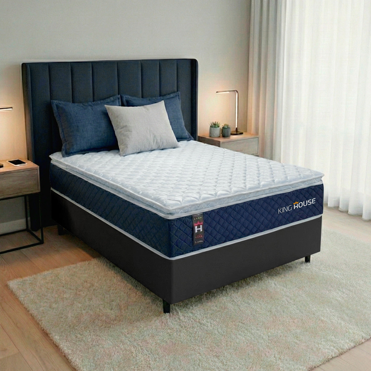 Cama Box Molas Ensacadas Lagras Solteiro 88x188 Preto Espuma D26 Suporta 120 Kg Por Pessoa