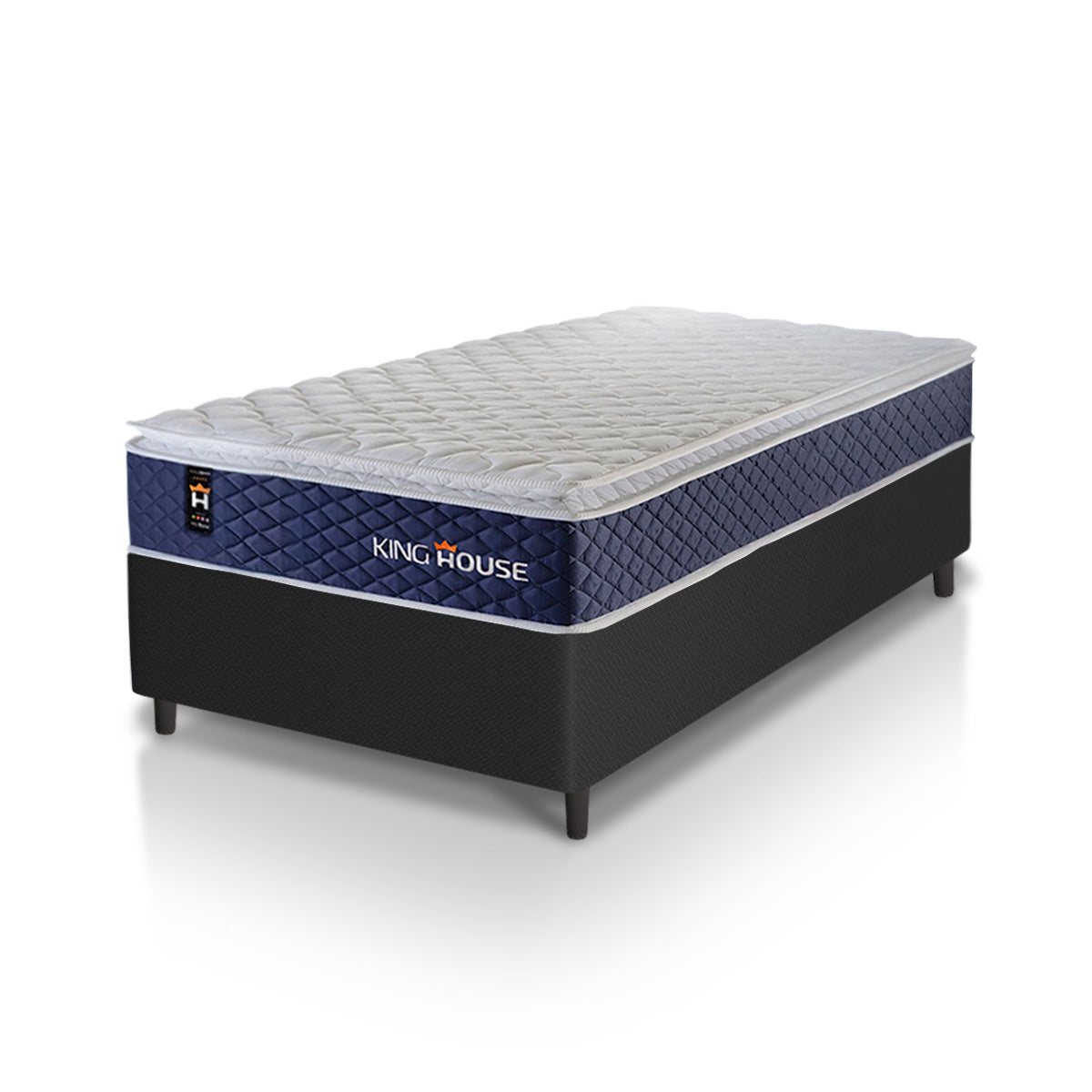 Cama Box Molas Ensacadas Lagras Solteiro 88x188 Preto Espuma D26 Suporta 120 Kg Por Pessoa
