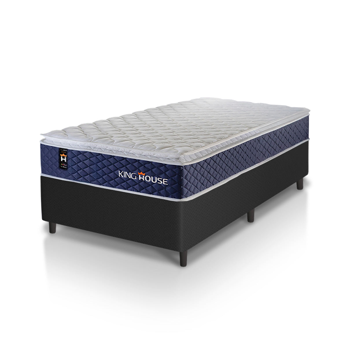Cama Box Molas Ensacadas Lagras Solteirão 96x203 Preto Espuma D26 Suporta 120 Kg Por Pessoa