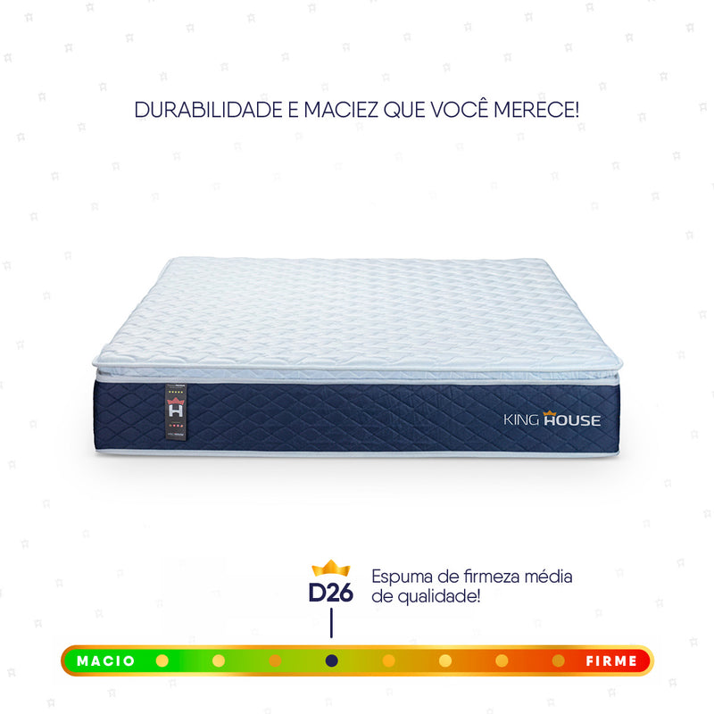 Colchão c/ Molas Ensacadas Lagras Azul King 193x203x28 Espuma D26