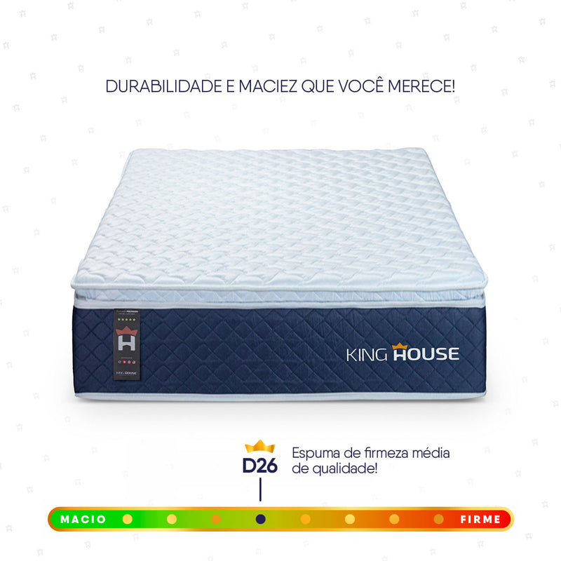 Colchão c/ Molas Ensacadas Lagras Azul Solteiro 88x188x28 Espuma D26