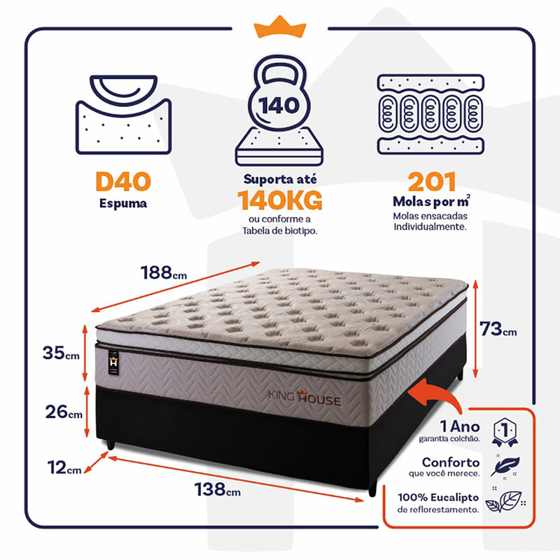 Cama Box Molas Ensacadas Liverpool Casal 138x188 King House