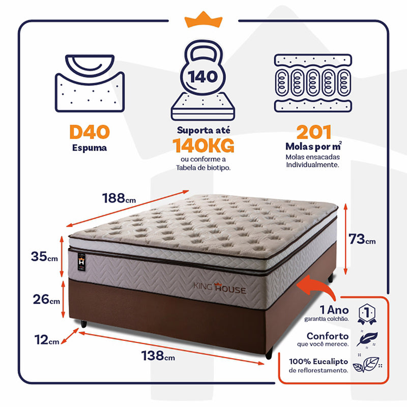 Cama Box Molas Ensacadas Liverpool Casal 138x188 King House