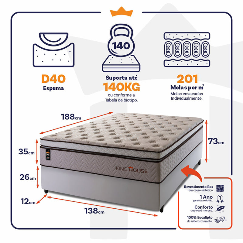 Cama Box Molas Ensacadas Liverpool Casal 138x188 King House
