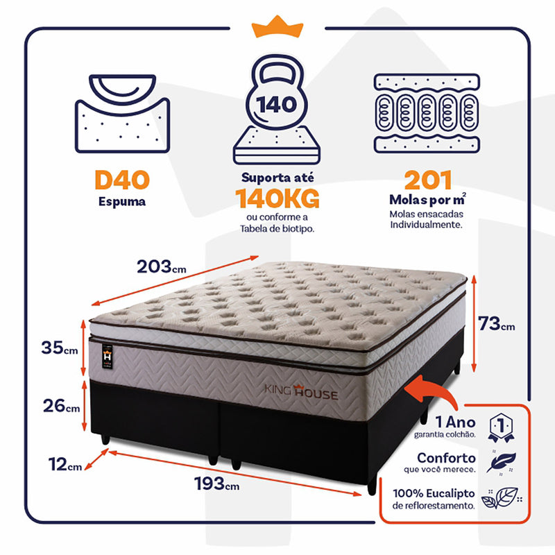 Cama Box Liverpool Molas Ensacadas King 193x203 King House