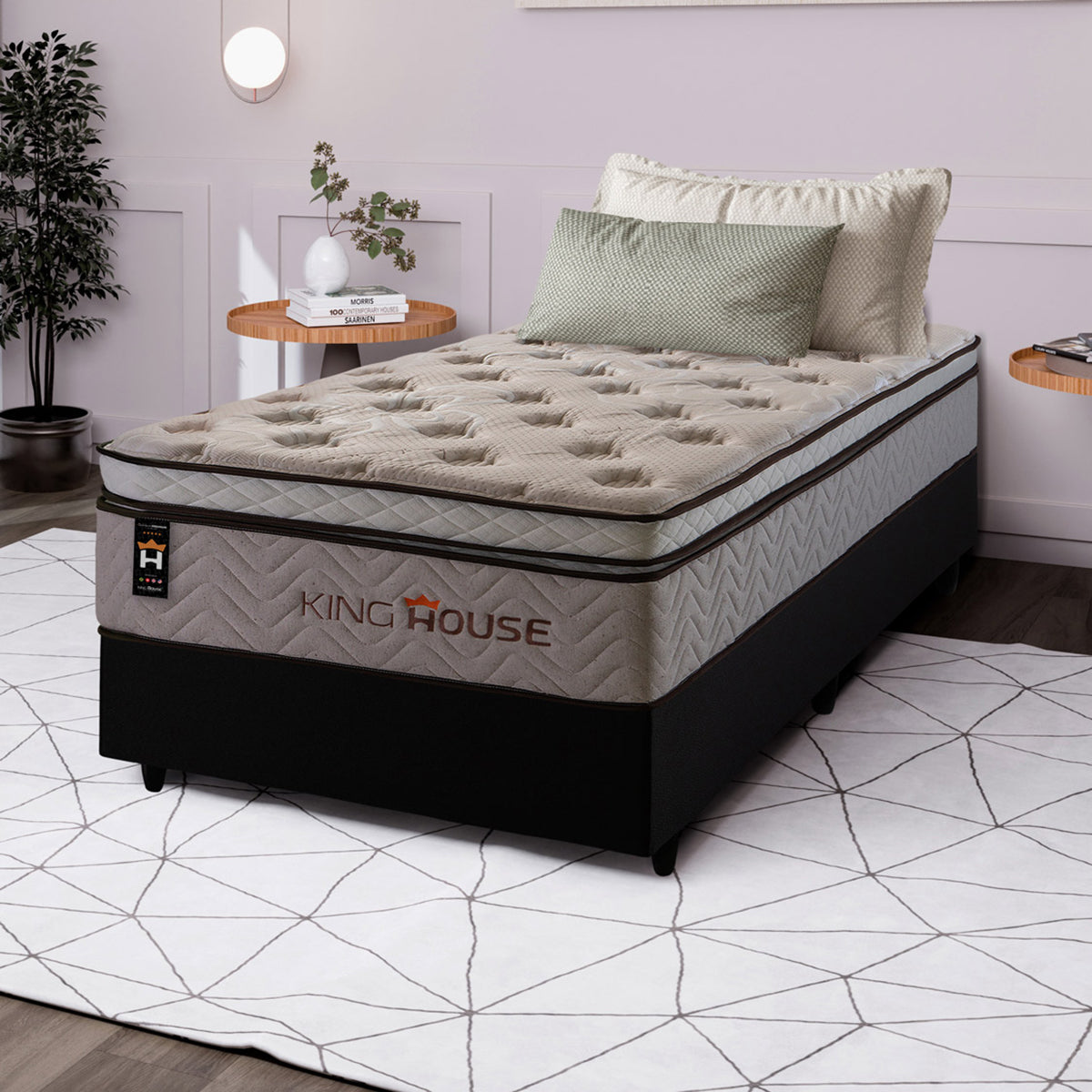 Cama Box Molas Ensacadas Liverpool 96x203 Bege King House