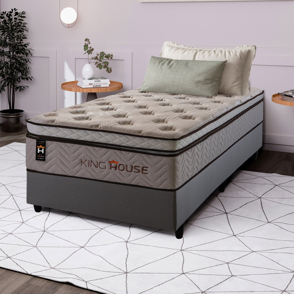 Cama Box Molas Ensacadas Liverpool 96x203 Cinza King House