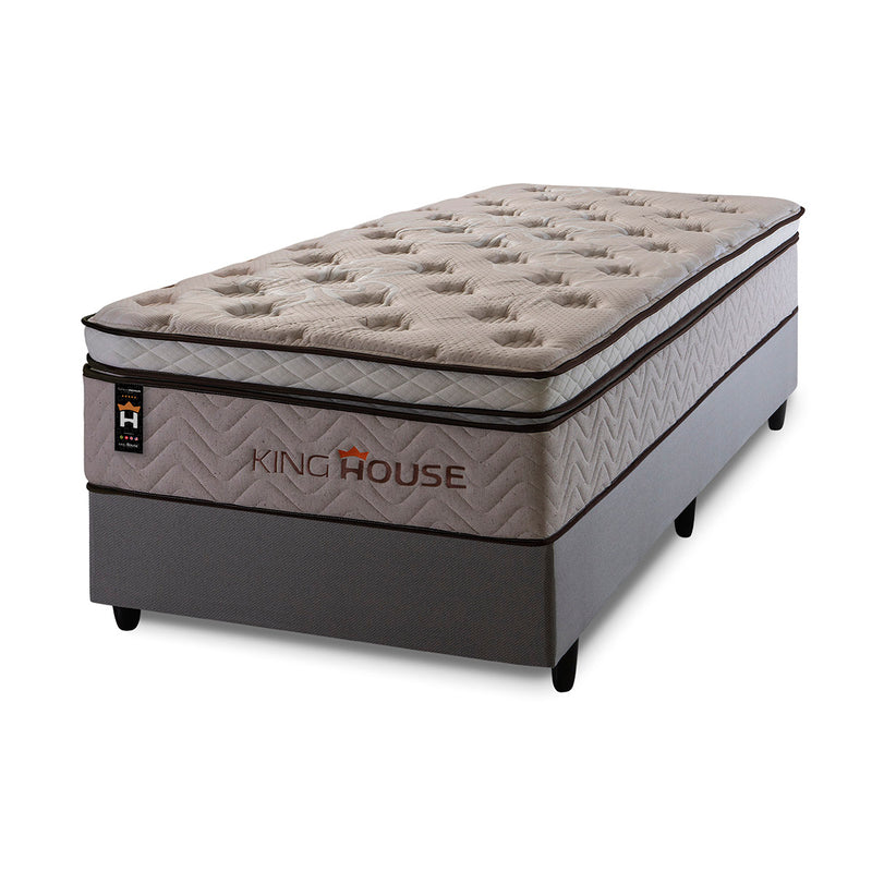 Cama Box Molas Ensacadas Liverpool 96x203 Cinza King House