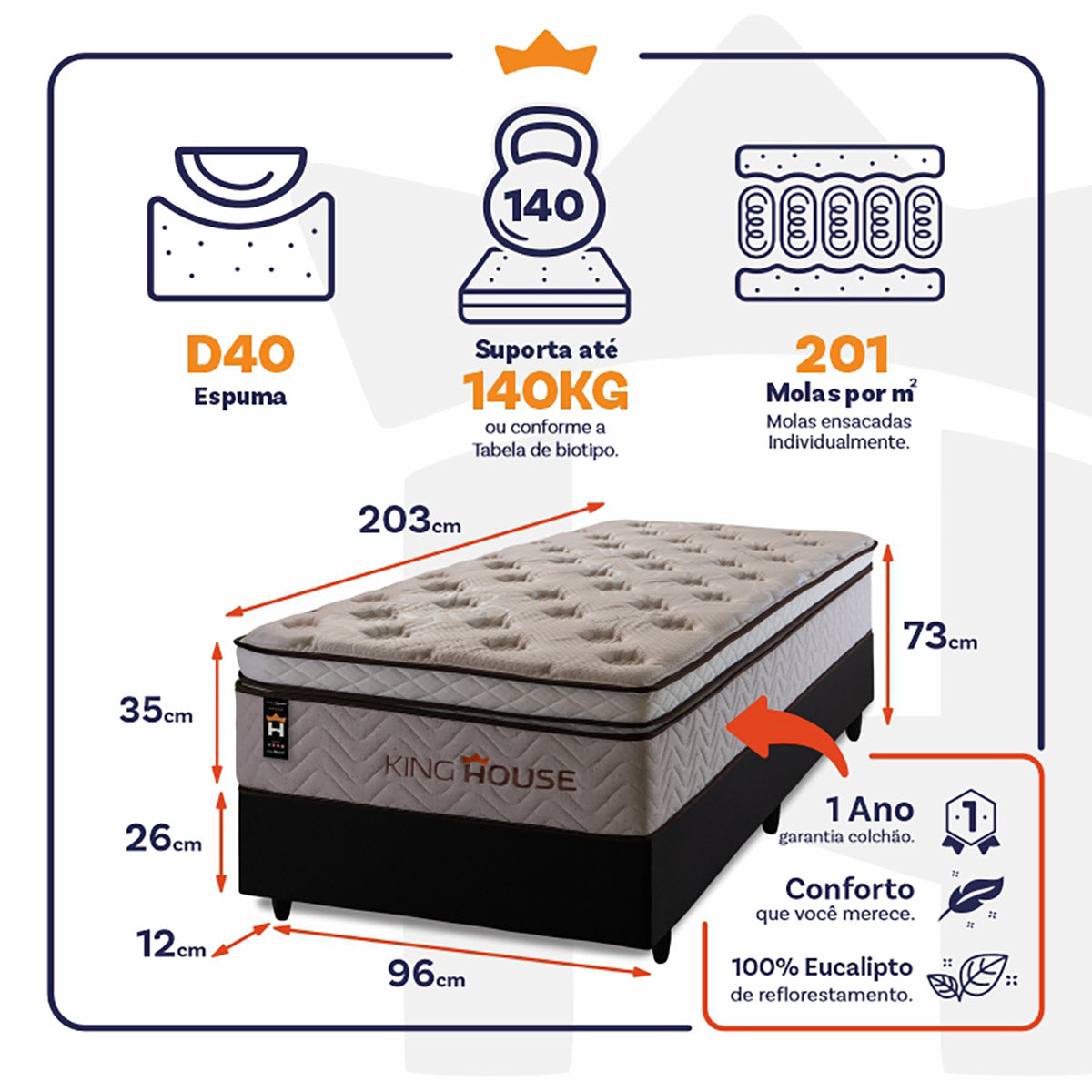 Cama Box Molas Ensacadas Liverpool 96x203 Bege King House