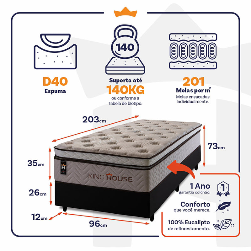 Cama Box Molas Ensacadas Liverpool 96x203 Bege King House