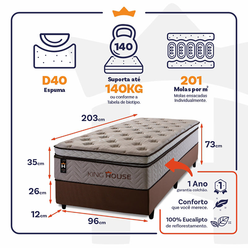 Cama Box Molas Ensacadas Liverpool 96x203 Marrom King House