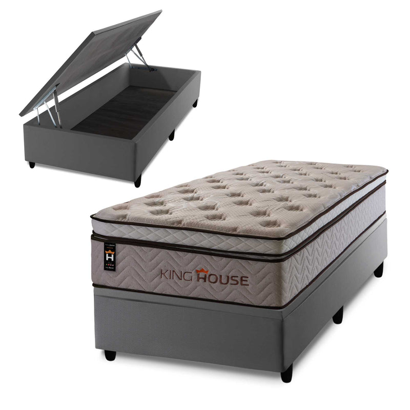 Cama Box Baú Liverpool 96x203 c/ Molas Ensacadas King House
