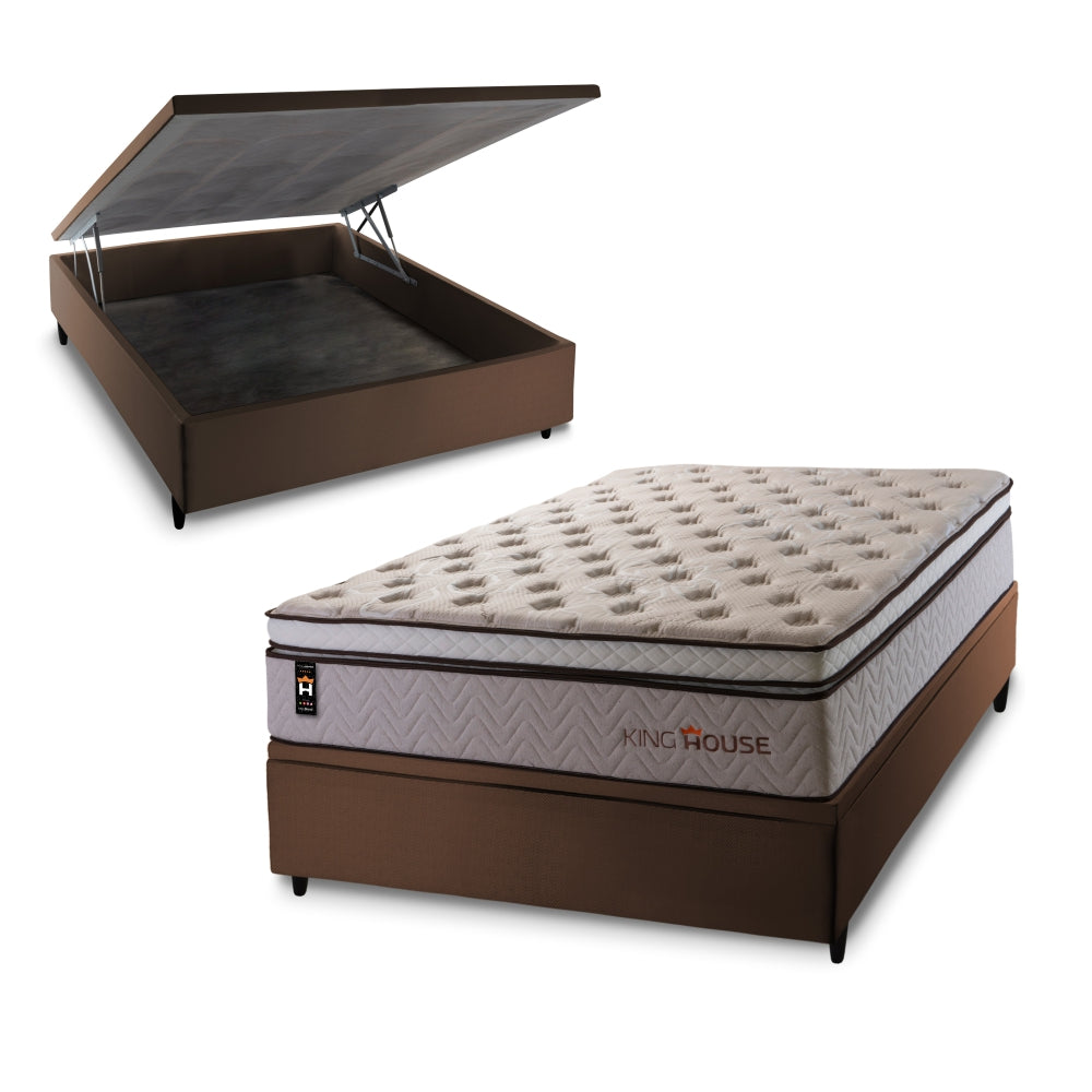Cama Box Baú Liverpool 138x188 C/ Molas Ensacadas King House