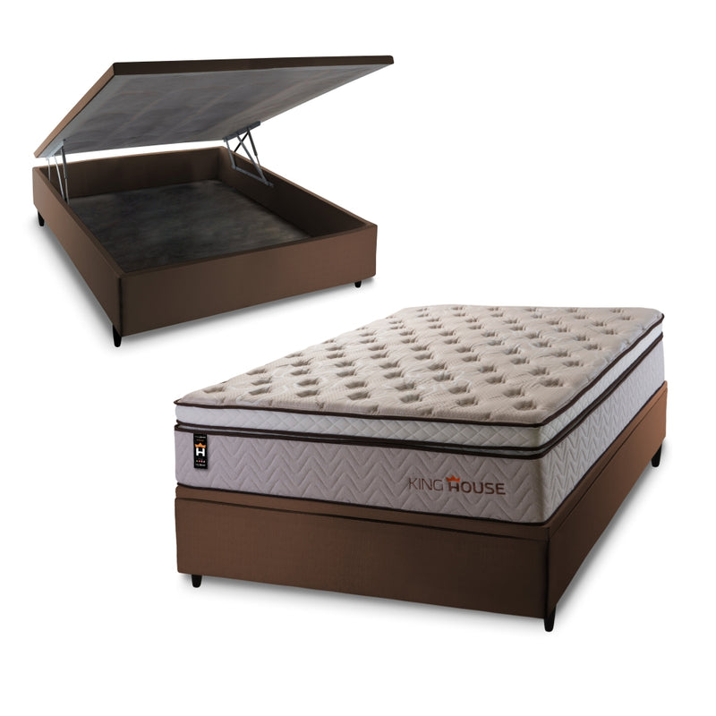 Cama Box Baú Liverpool 138x188 C/ Molas Ensacadas King House