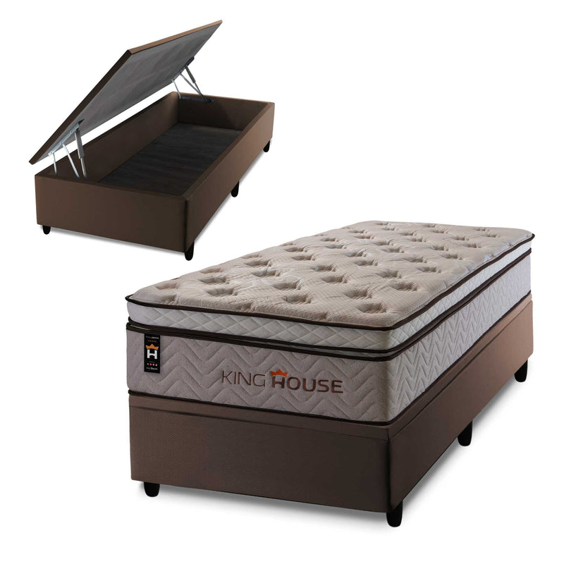 Cama Box Baú Liverpool 96x203 c/ Molas Ensacadas King House