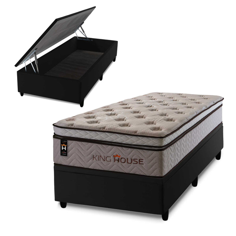 Cama Box Baú Liverpool 96x203 c/ Molas Ensacadas King House