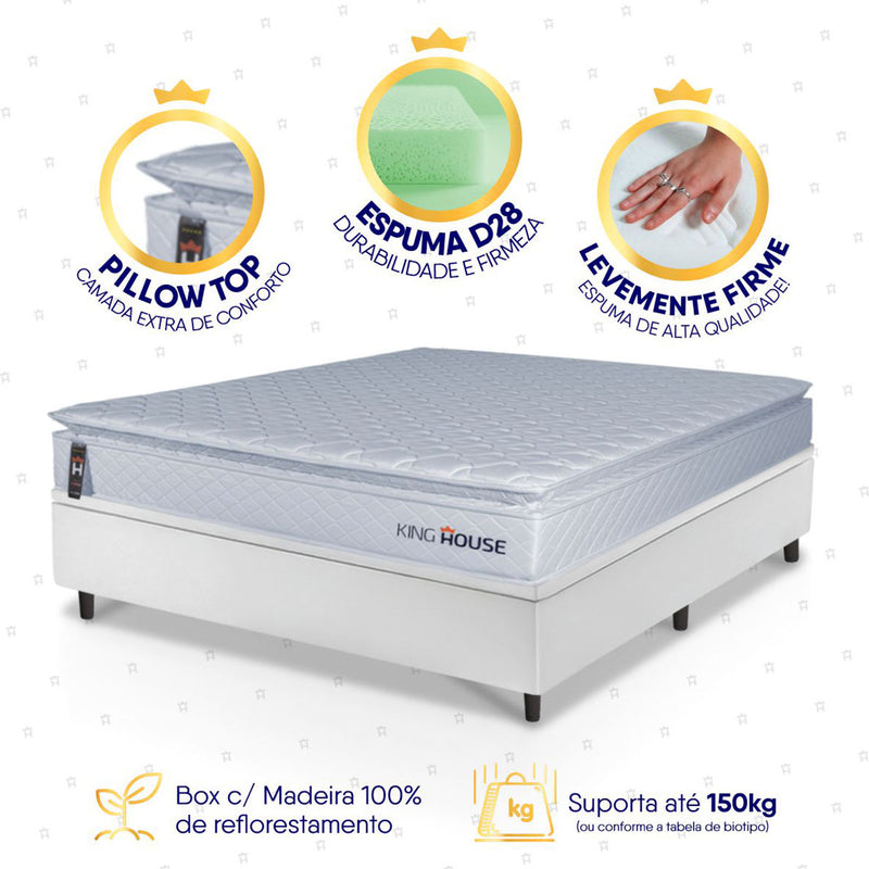 Cama Box Baú Luanda Espuma D28 Casal 138x188 King House