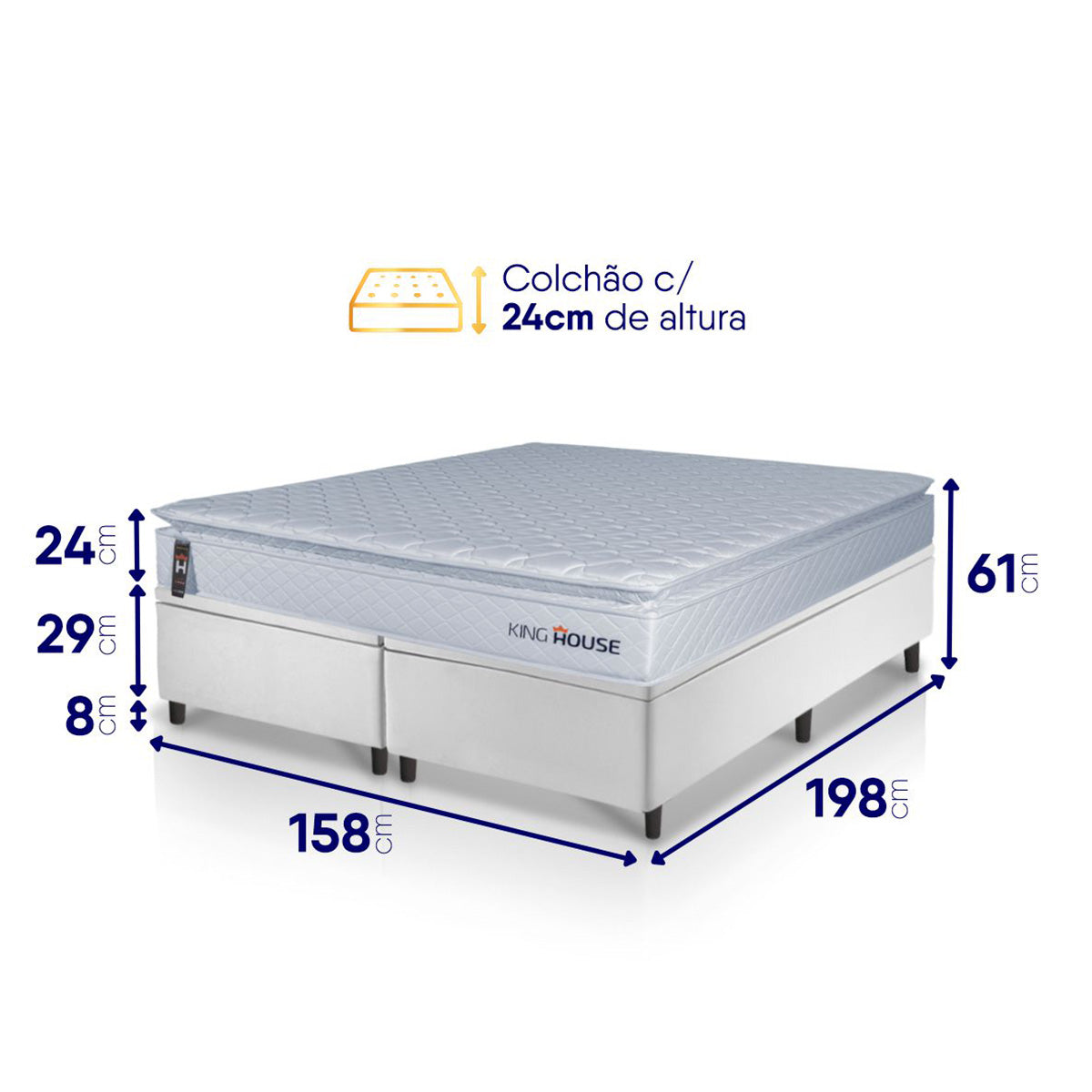 Cama Box Baú Luanda Espuma D28 Queen 158x198 King House
