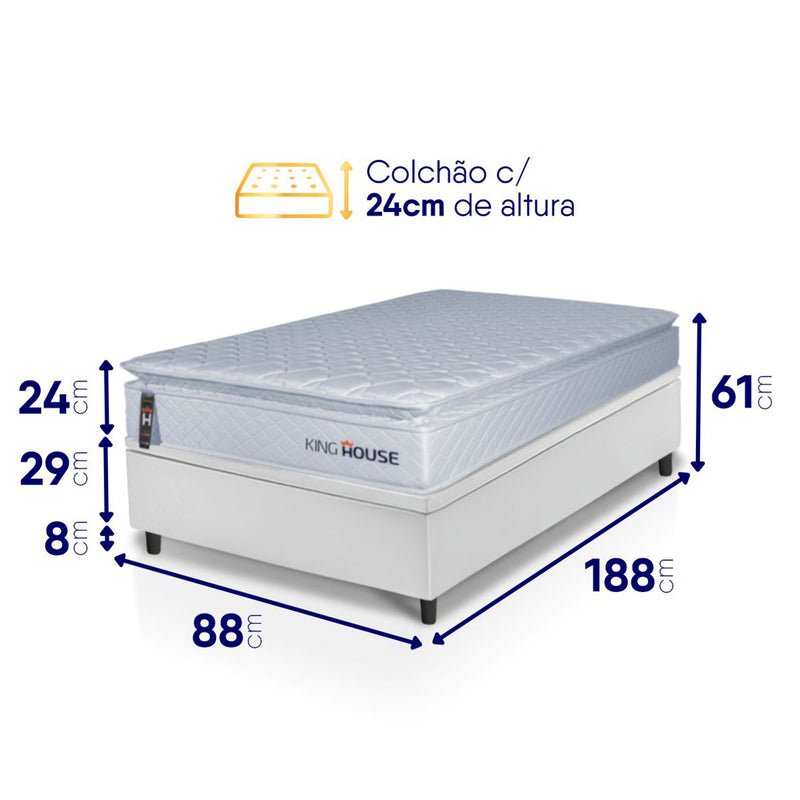 Cama Box Baú Luanda Espuma D28 Solteiro 88x188 King House