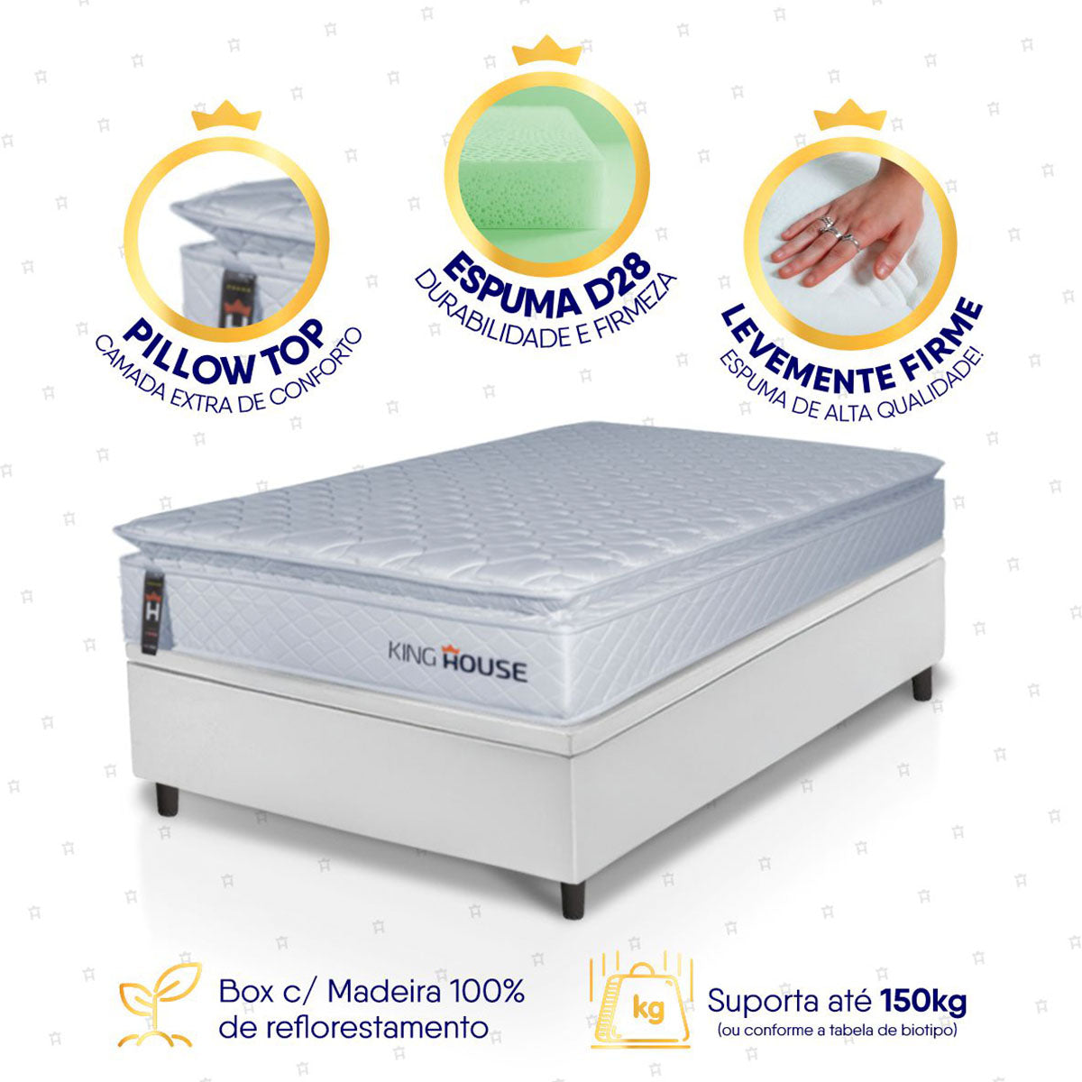 Cama Box Baú Luanda Espuma D28 Solteiro 88x188 King House