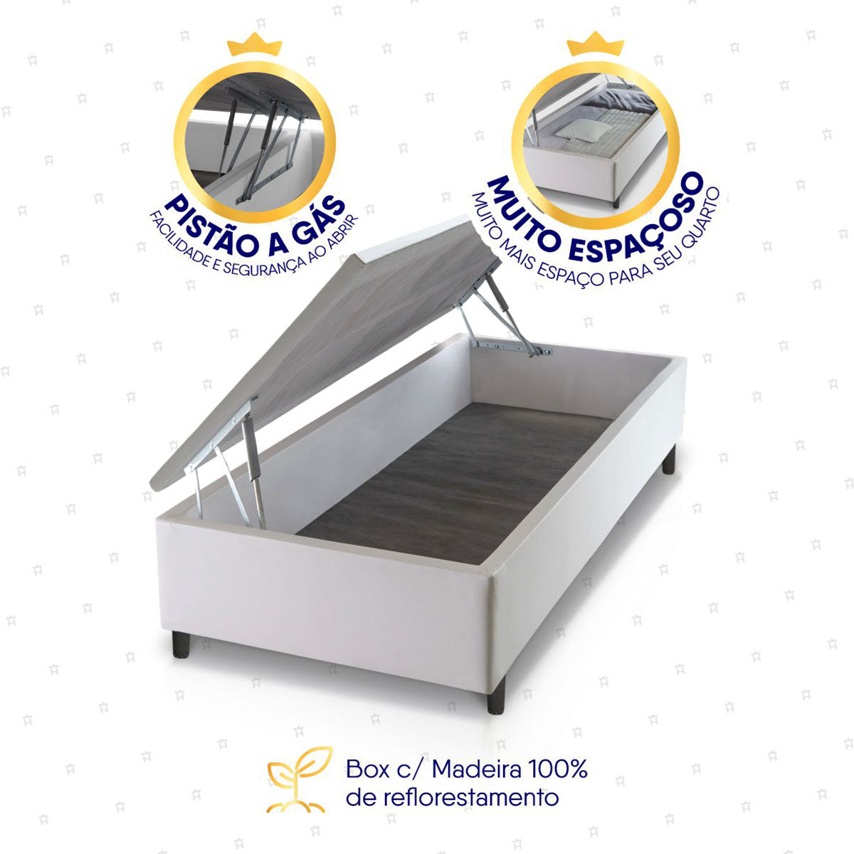 Cama Box Baú Luanda Espuma D28 Solteiro 88x188 King House
