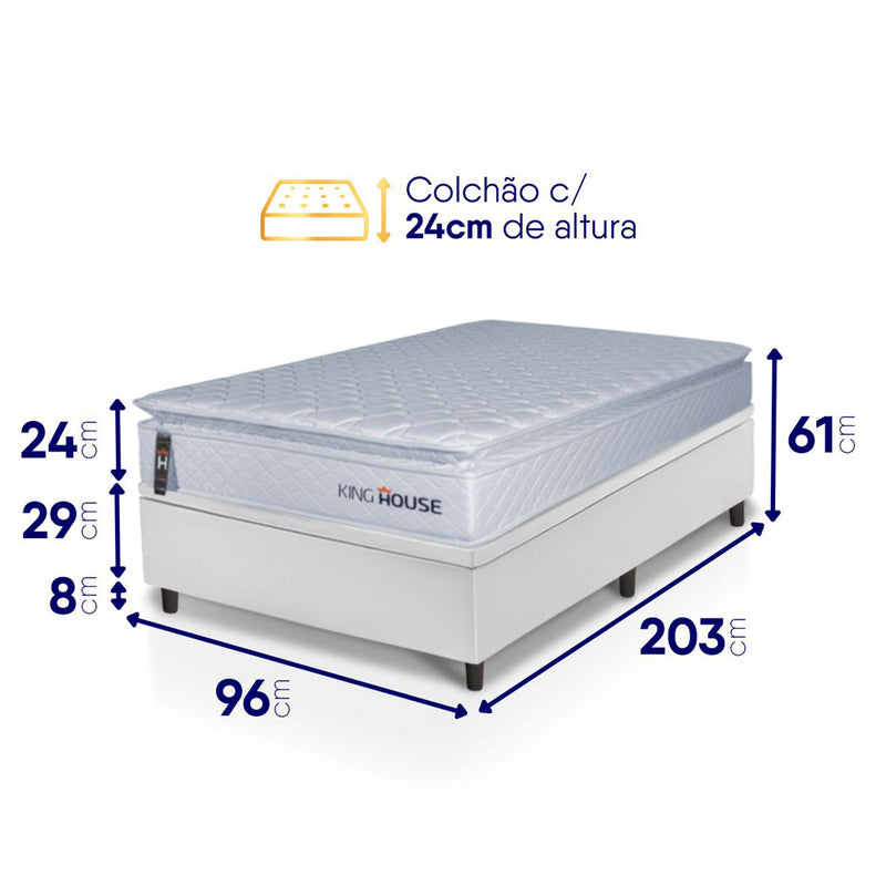 Cama Box Baú Luanda Espuma D28 Solteirão 96x203 King House