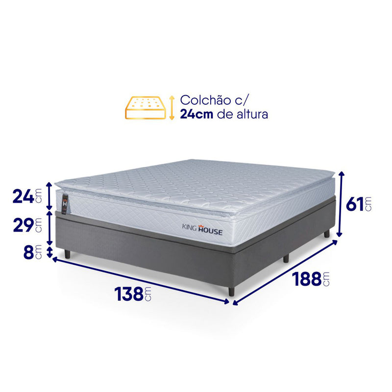 Cama Box Baú Luanda Espuma D28 Casal 138x188 King House