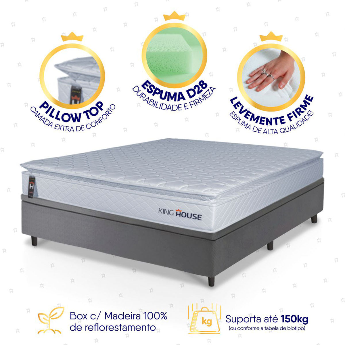 Cama Box Baú Luanda Espuma D28 Casal 138x188 King House