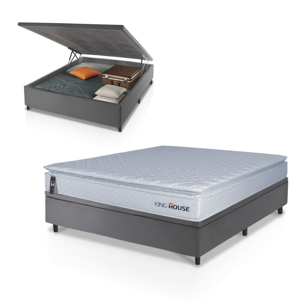 Cama Box Baú Luanda Espuma D28 Casal 138x188 King House