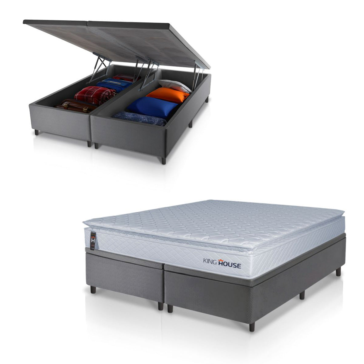 Cama Box Baú Luanda Espuma D28 Queen 158x198 King House